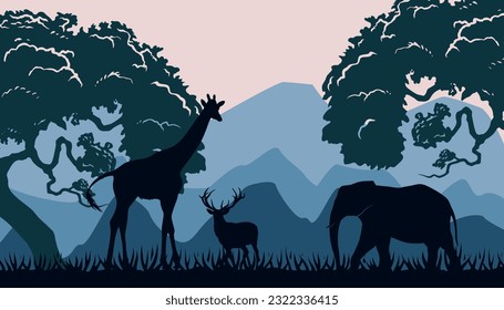 Shadow silhouette with forest scene in the background