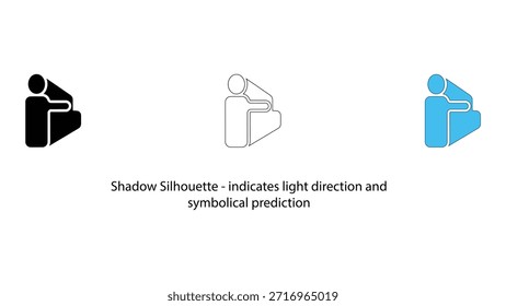 Silhueta de sombra que indica a direção da luz e a previsão simbólica em três estilos