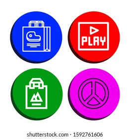 shadow simple icons set. Contains such icons as Shopping bag, Play, Peace, can be used for web, mobile and logo