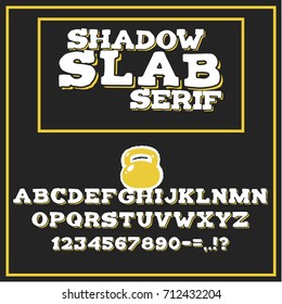 Shadow slab alphabet with letters, numerals and punctuation