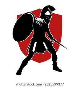 Shadow of a Spartan Warrior,vector design black and white