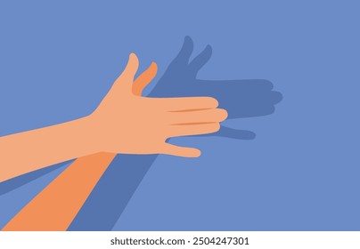 
Shadow Theater Hands Dog Character Vector Design Illustration. Parent entertaining kids with show performance 
