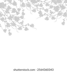 Shadow Tree on white background,Sillouette abstract texture pattern of flower,foliage design for Summer banner,vector spring nature garden floral of light shadow on white wall,Isolated botany shadow 