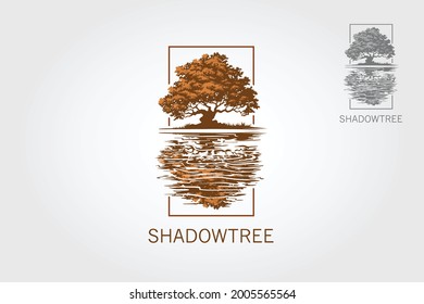 Shadow Tree Vector Logo Template.  This beautiful tree is a symbol of life, beauty, growth, strength, and good health.