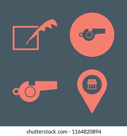 shadow vector icons set. with whistle, store location and feather in set