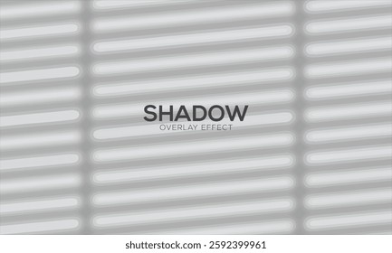 Shadow of window blinds. Shade on transparent background. Overlay effect plant leaf. Reflection shadow blinds. Light from window on wall office. Realistic soft shade blind. Horizontal mockup. Vector 