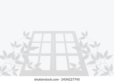 shadow of window with leaves of plant on white color wall background. Used for backgrounds, cardboards, tropic concepts, autumn for product presentation podium and mockup. Editable. EPS 10