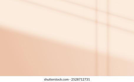 Luz de la sombra y de la ventana en la pared beige, sombra del Vector de la ciega o del reflejo de la cortina, superposición de la luz del sol del telón de fondo en el fondo de la pared, luz de la naturaleza de los Elementos para el fondo del estudio