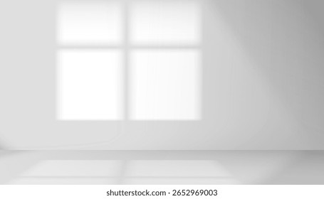 Shadow window light on white wall,Minimalist abstract background for product display,Interior Studio room with sunlight effect on floor,Grey color in Simple background