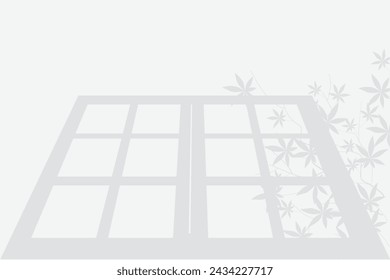 shadow of window and plant with leaves on white color wall background. Used for backgrounds, cardboards, tropic concepts, autumn for product presentation podium and mockup. Editable. EPS 10