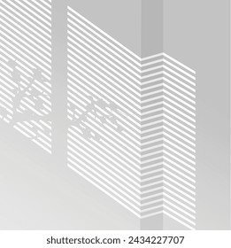 shadow of window and plant root leaves on white color wall corner background. Used for backgrounds, cardboards, tropic concepts, autumn for product presentation podium and mockup. Editable. EPS 10