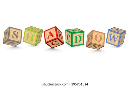SHADOW escrito con bloques alfabéticos - ilustración vectorial
