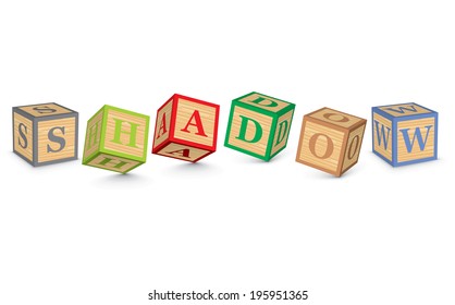 SHADOW written with alphabet blocks - vector illustration