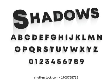 Shadows Alphabet Template Set Letters Numbers Stock Vector (Royalty ...