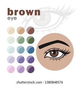 Shadows for brown eyes in vector style. You can to use this set Illustrations for your catalogue, design site or other design projects.
