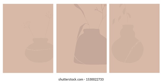 Shadows Falling From A Vase. Aesthetic Trendy Composition 