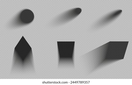 Schatten geometrischer Figuren gesetzt. Kreise, Ellipsen, Polygone.