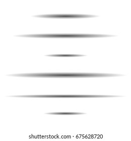Shadows Lines, Oval or Round Shadows Vector Realistic Isolated Set on White Background, Shadow Shade Effect with Soft Smooth Edges for Web Design Element