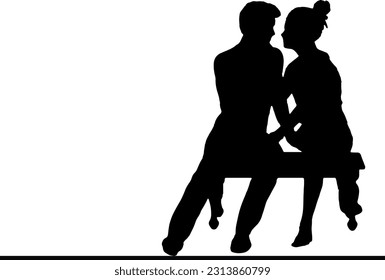 Shadows of Love Silhouettes on the Park Bench, In the Arms of Love Silhouetted Couple on the Park Bench