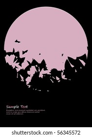 shadows on the background of a pink moon