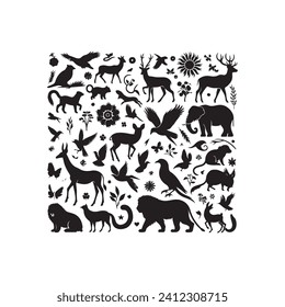 Shadows of the riverbank: Captivating animals silhouette, a reflection of life along the water's edge - wildlife Silhouette - animals vector
