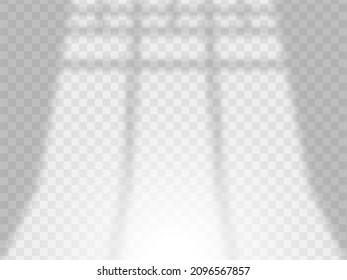 Shadows soft overlay effects transparent on white wall set for presentation. Horizontal format mock-ups. Scenes of natural lighting. Realistic vector illustration Window and jalousie frames monochrome