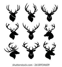 Shadows of the Wild: Minimalist Deer Head Series