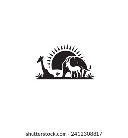Sombras en el desierto: Silueta de animales capturando el espíritu indomable de las creaciones de la naturaleza - silueta de animales vida silvestre Silhouette - vector de animales
