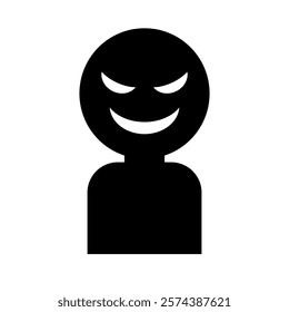 Shadowy Figure with Sinister Grin Silhouette. Vector.