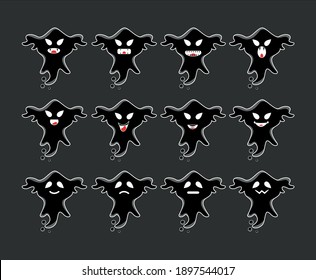 a shadowy ghost with some funny and spooky expressions