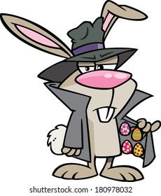 shady rabbit selling eggs in a trench coat