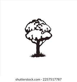 Shady tree silhouette vector icon.