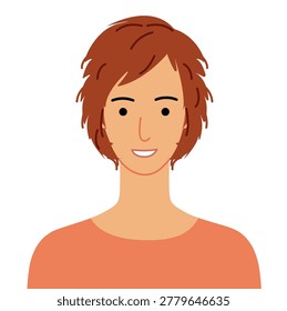 Shag hairstyle flat vector front view, layered hair shape messy texture composition for avatar, beauty app, interface, fashion illustration