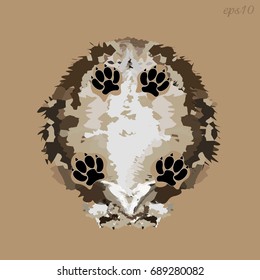 Shaggy dog bottom view
Abstract composition style pop art trunk of fluffy animal four black paws