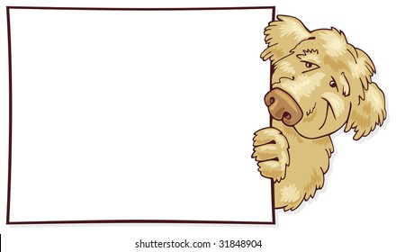 Shaggy dog with card