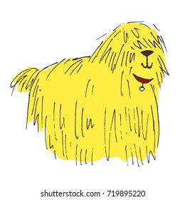 Shaggy dog vector hand drawn illustration