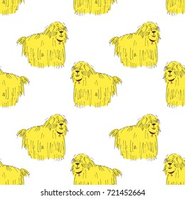 Shaggy dog vector hand drawn seamless pattern design