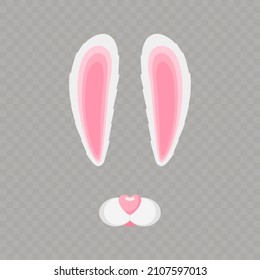 shaggy ears of an easter bunny on a dark transparent background. happy easter concept, holiday element. vector illustration