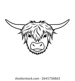 Shaggy hair highland cow illustration.