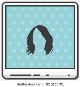 Shaggy hairstyle silhouette. Woman hairstyle flat vector icon. Loose wave hair.