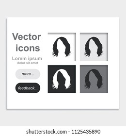 Shaggy hairstyle silhouette. Woman hairstyle flat placed on web page template vector icon. Loose wave hair.