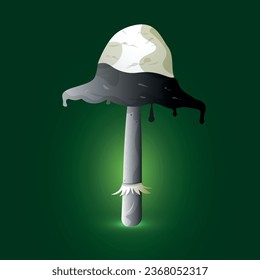   Shaggy ink cap mushroom (Coprinus Comatus), im Cartoon-Stil mit Hintergrundbeleuchtung. Vektorgrafik EPS10