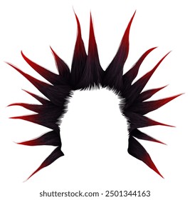 shaggy man hairstyle black red colour.
beauty style.high hair styling .
