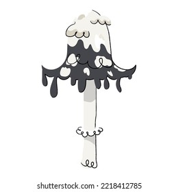 Shaggy Mane Mushroom-Vektorgrafik einzeln auf weißem Hintergrund. Herbst Fungi-Wohnung Illustration