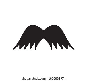 Shaggy, uneven mustache. black silhouette vector.