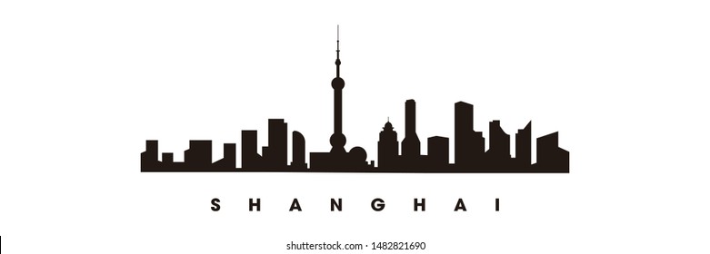 Shaghai skyline and landmarks silhouette vector