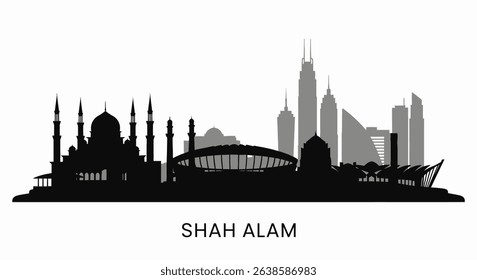 Shah Alam Skyline Malaysia City Silhouette.