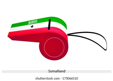 The Shahada Inscribed and A Black Five-Pointed Star on A Horizontal Green, White and Red Bands of Somaliland Flag on A Whistle, The Sport Concept and Political Symbol. 
