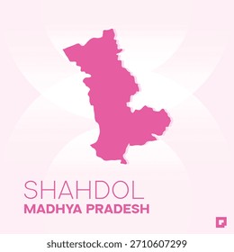 Mapa do Distrito de SHAHDOL, Madhya Pradesh, Índia - Editable Vetor Outline.