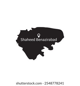 mapa de benazirabad compartilhado em preto e branco com ícone de localização